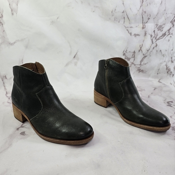 Kork Ease Booties Black 10 Women Mindo Ankle Boots Zip Block Heel Pointed - Picture 2 of 12